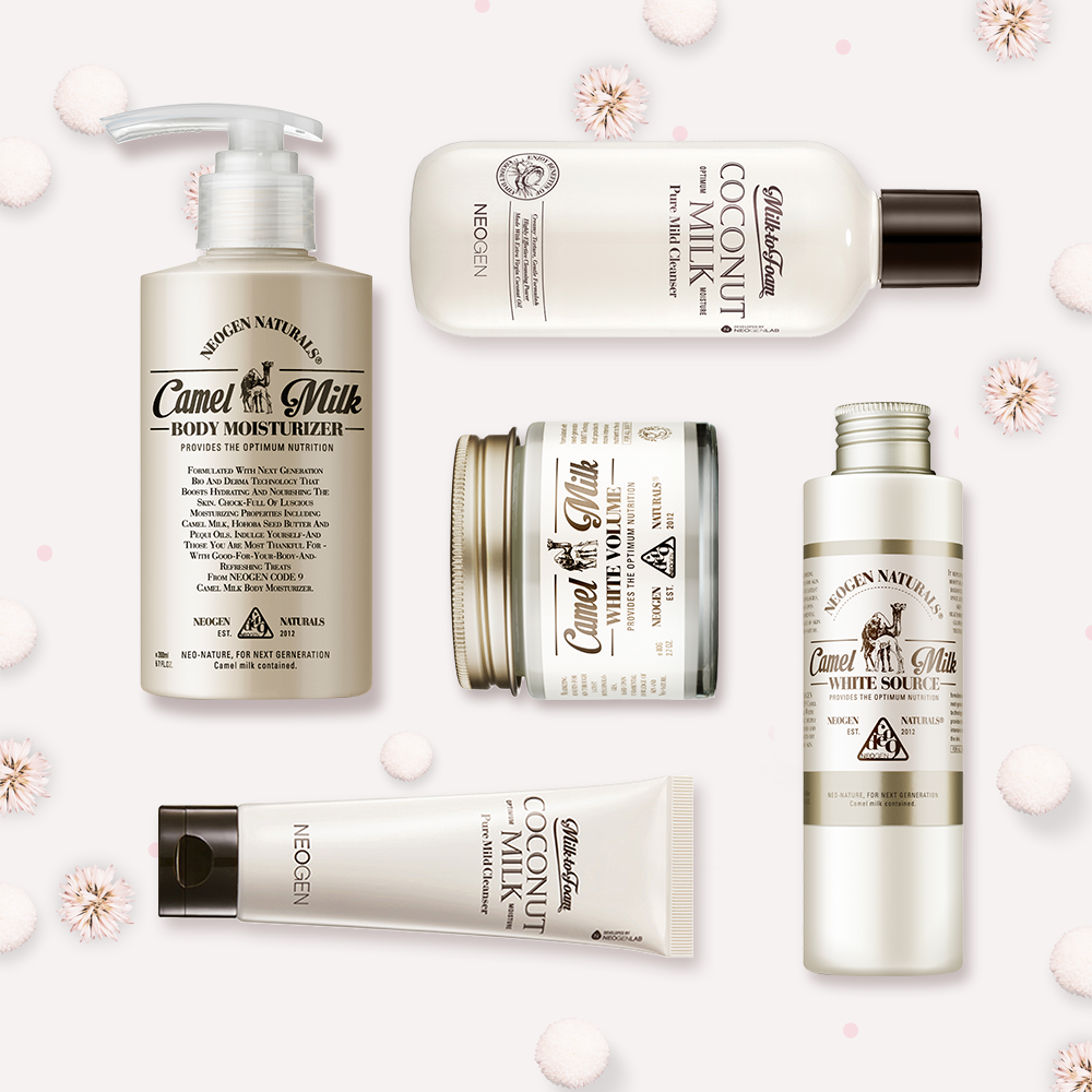 NEO|TRENDING<br>Glowing Skin Pamper<br>Camel & Coconut Milk - NEOGEN GLOBAL