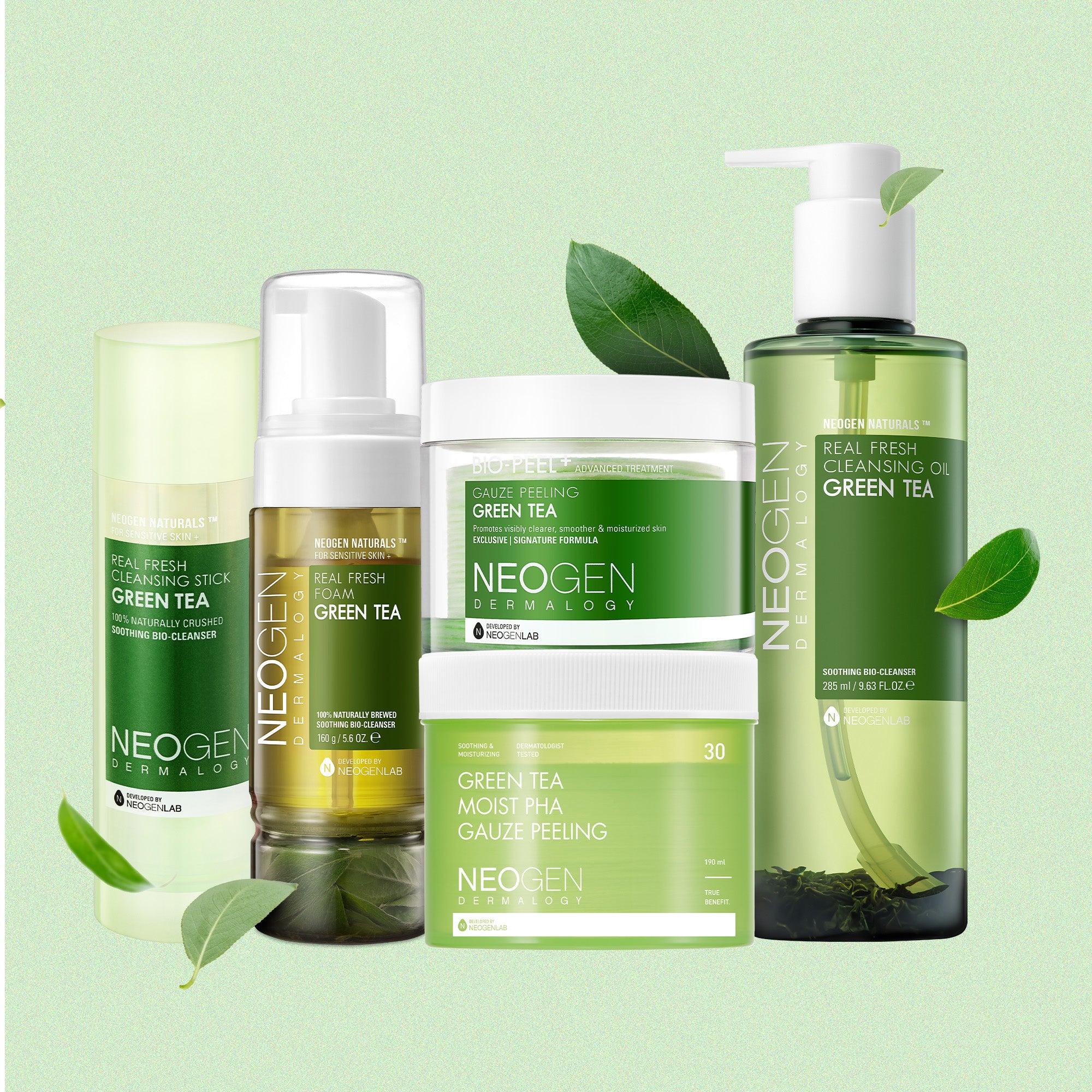 GREEN TEA LOVERS (Cleansing Stick, Foam Cleanser, Cleansing Oil, Bio-Peel Gauze Peeling, Moist Pha Gauze Peeling)