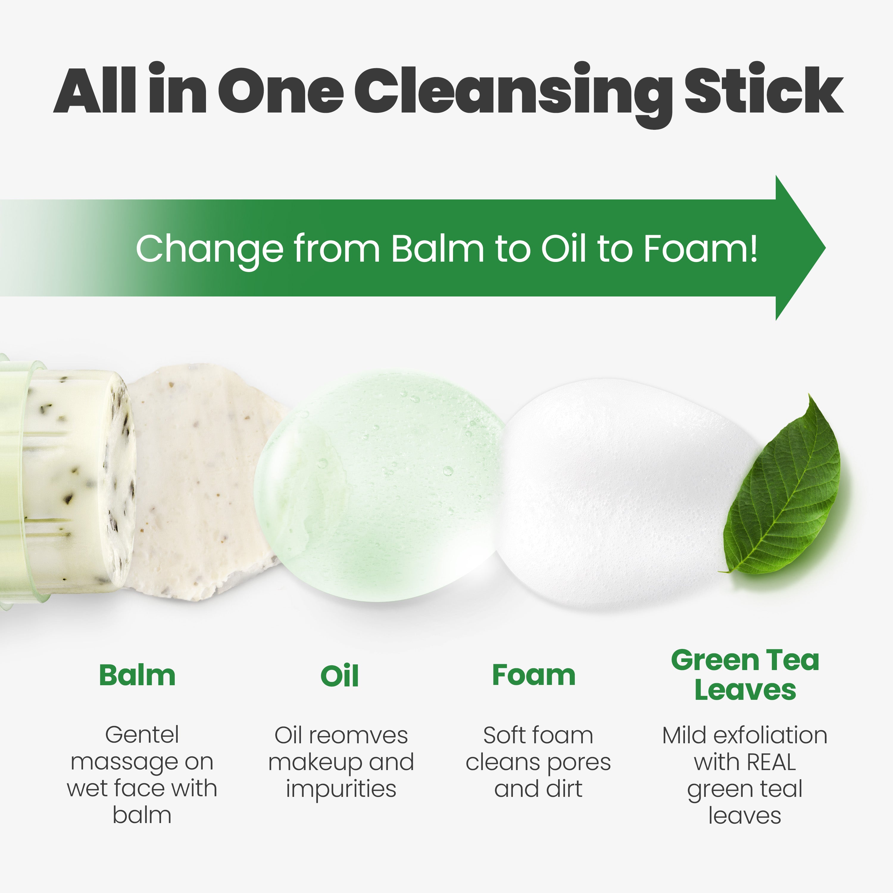 REAL FRESH CLEANSING STICK GREEN TEA