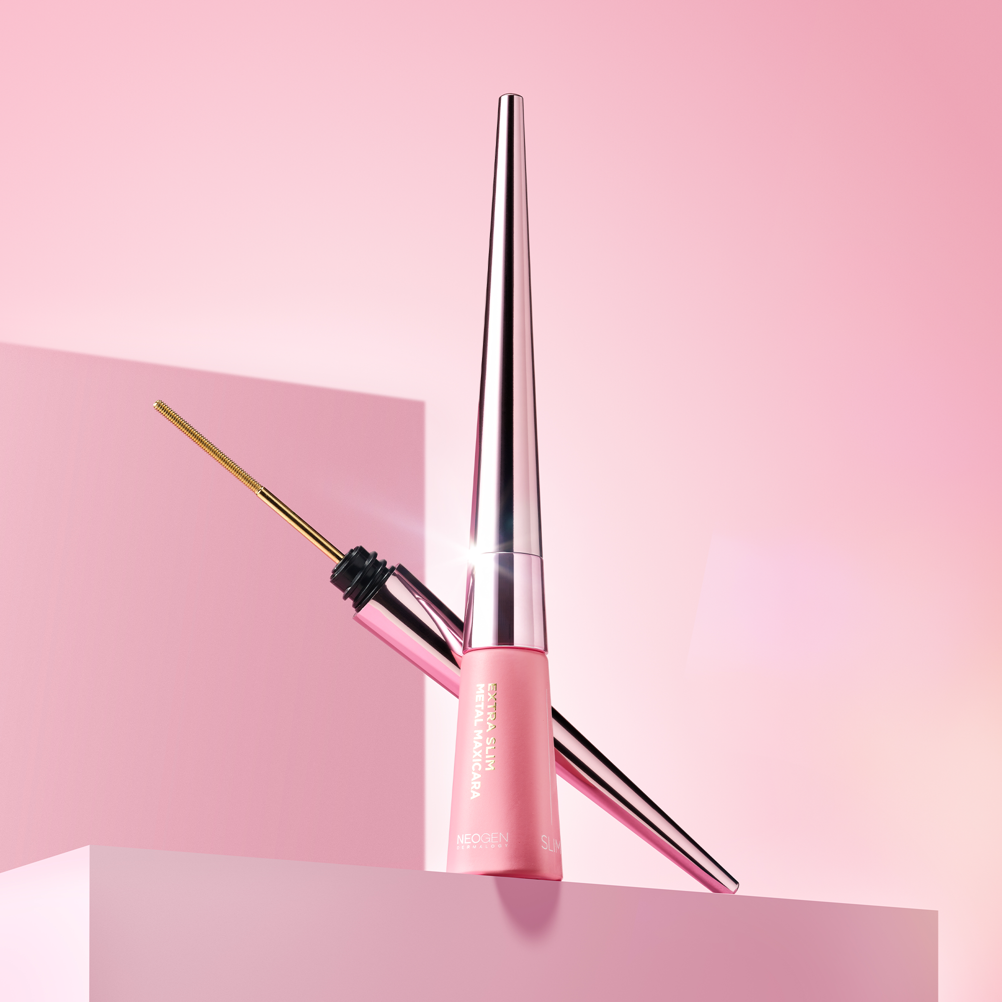 Slim Metal Set (Extra Slim Metal Maxicara Black - 6ml + Pink Metal Eyelash Curler)