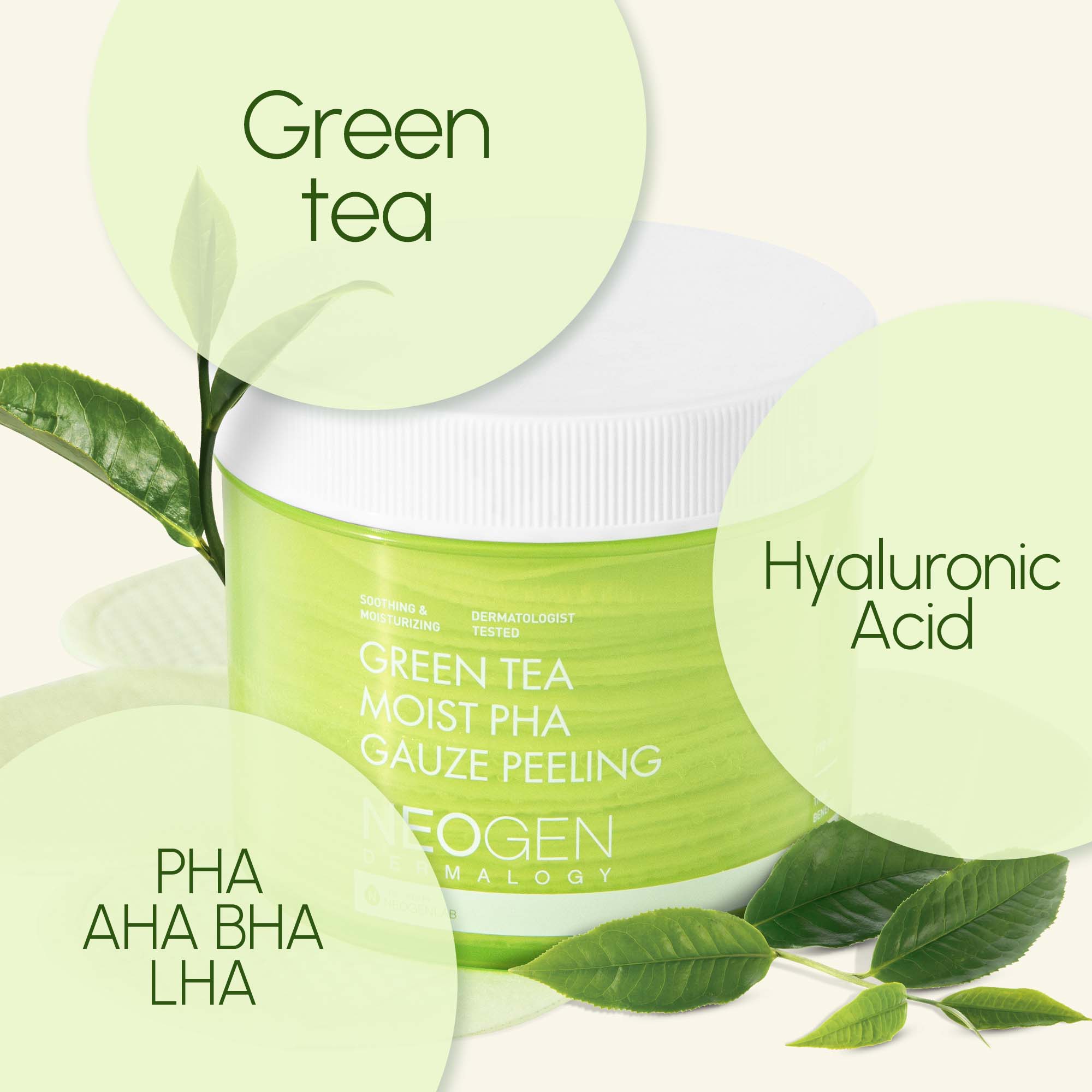 NEOGEN DERMALOGY Green Tea Moist Pha Gauze Peeling (10 Pads)