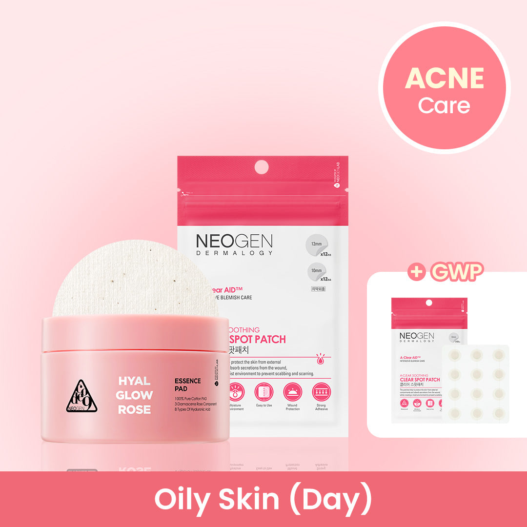 [ACNE CARE- Oily Skin Day Routine] Rose essence pads + Acne patches with FREE Acne patches