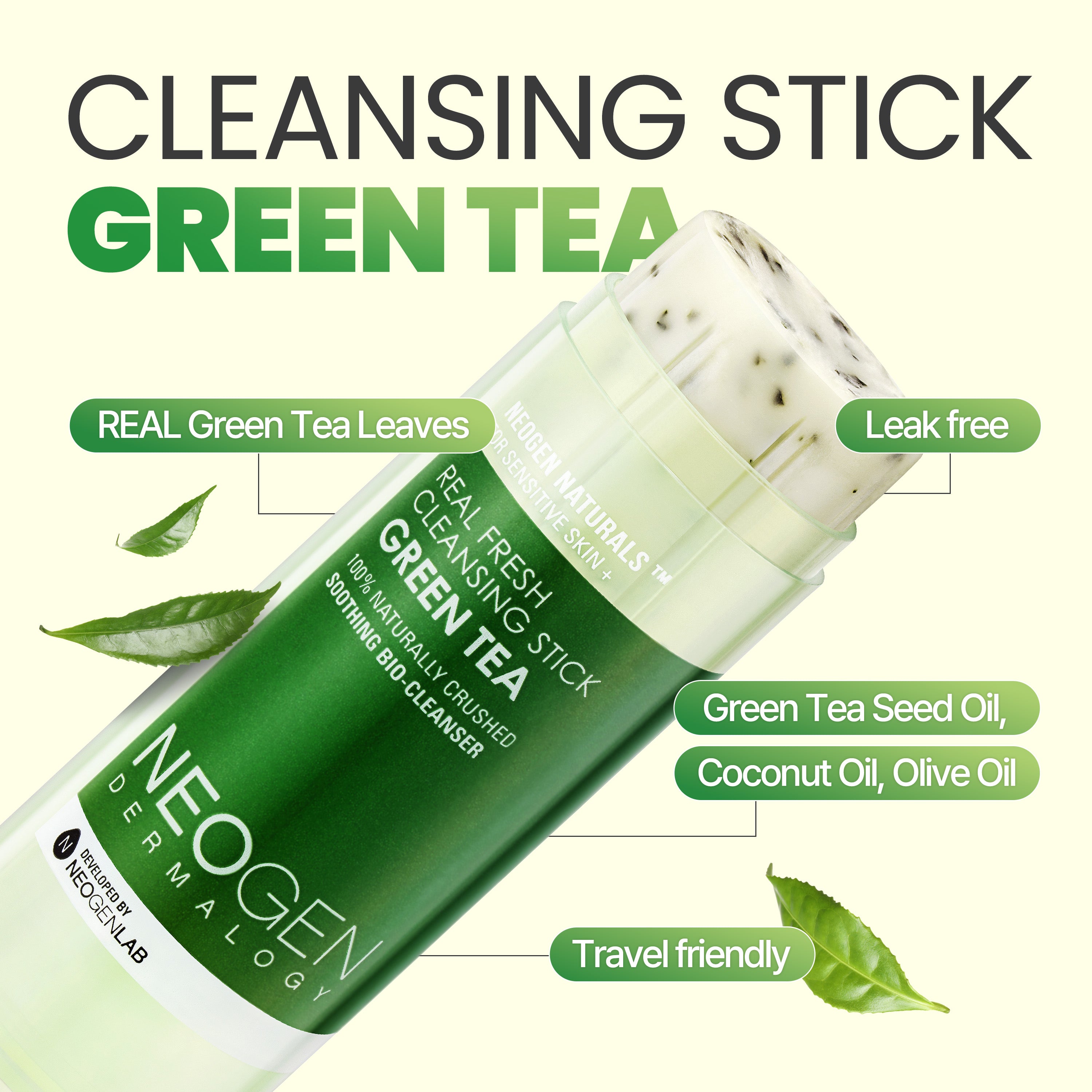 NEOGEN DERMALOGY REAL FRESH CLEANSING STICK GREEN TEA 2.82 oz / 80g