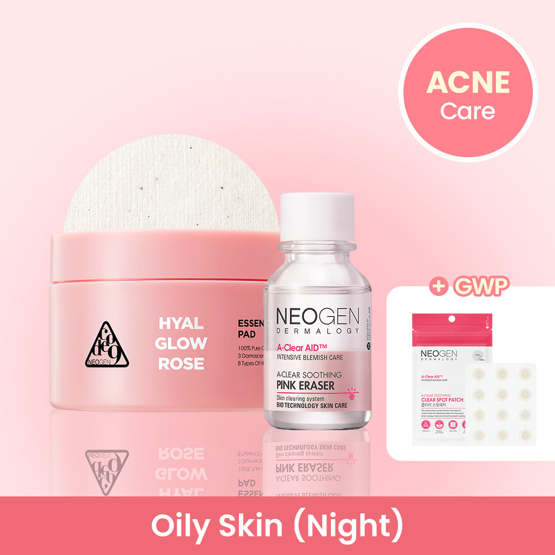 [ACNE CARE- Oily Skin Night Routine] Rose essence pads + Pink Eraser with FREE Acne Patches