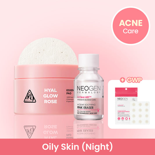 [ACNE CARE- Oily Skin Night Routine] Rose essence pads + Pink Eraser with FREE Acne Patches