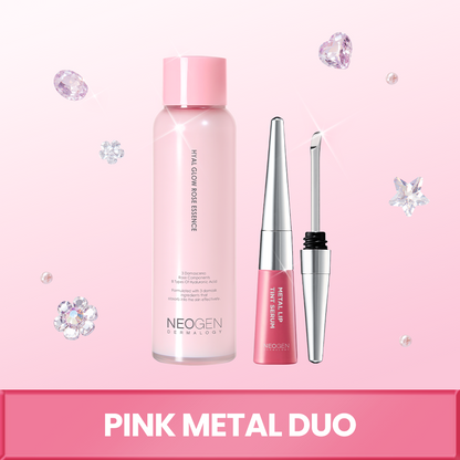 [Pink Duo] Hyal Glow Rose Essence + Metal Glow Lip Tint Serum (Mellow Berry)