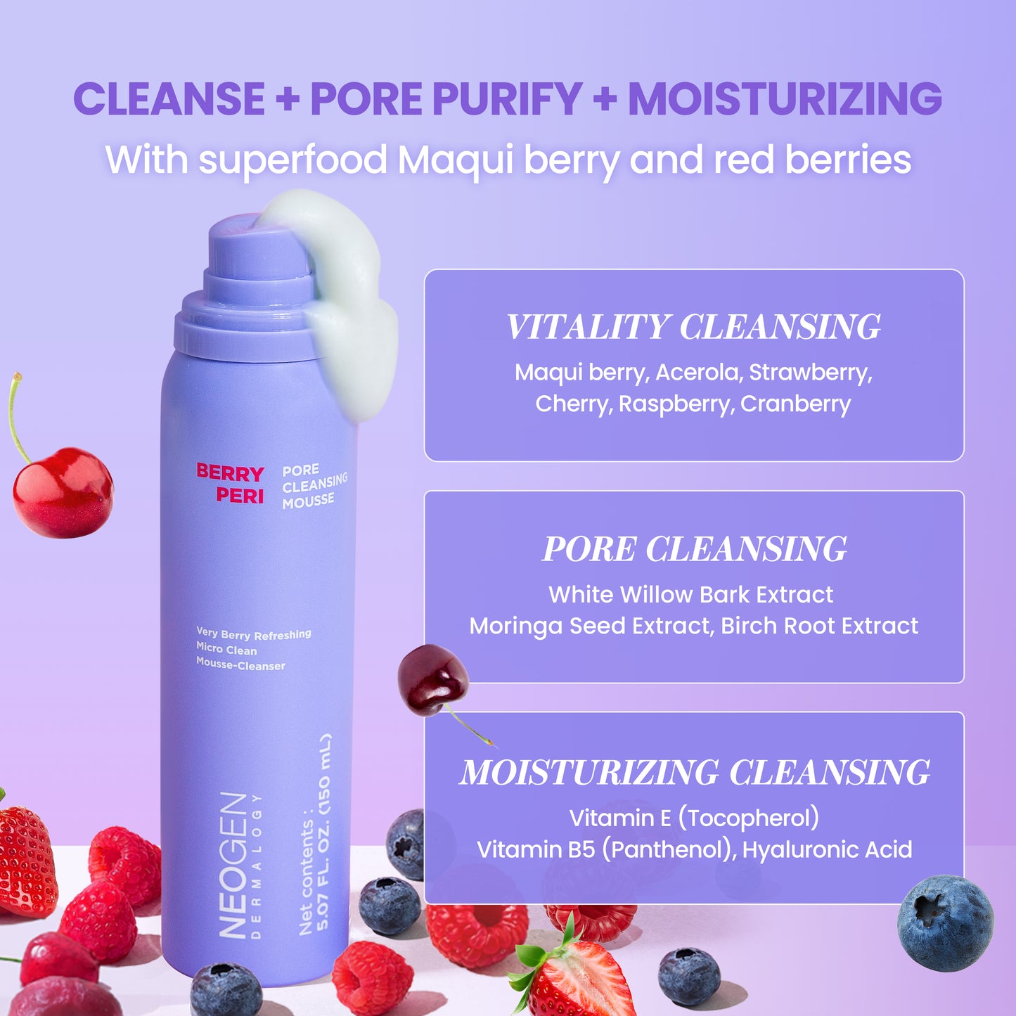 [1BOX / 48ea] BERRYPERI PORE CLEANSING MOUSSE (150 ml)