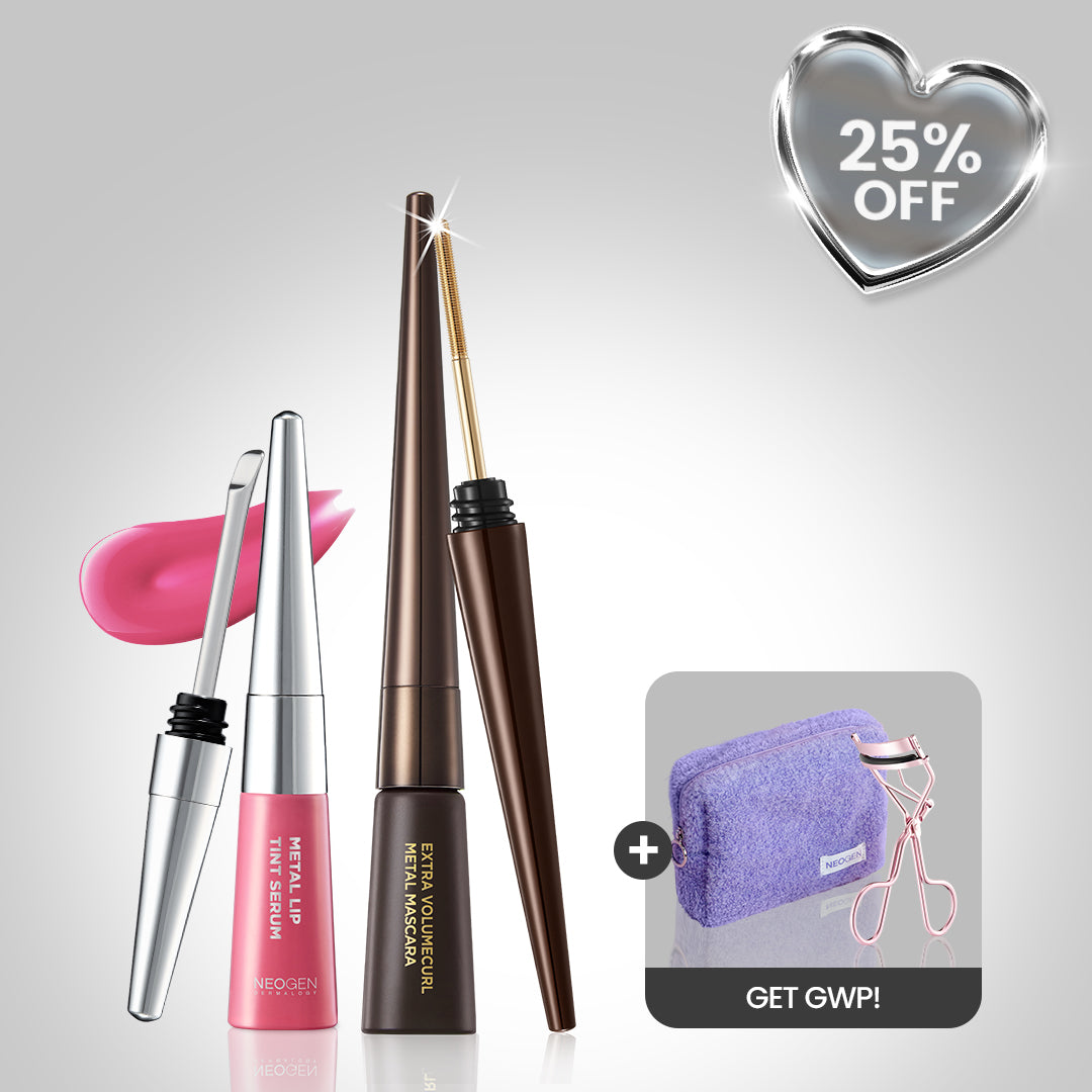 Metal Glow Lip (Mellow Berry) + Metal Mascara (Brown) 25% OFF + FREE Lash Curler & Neogen Purple Pouch