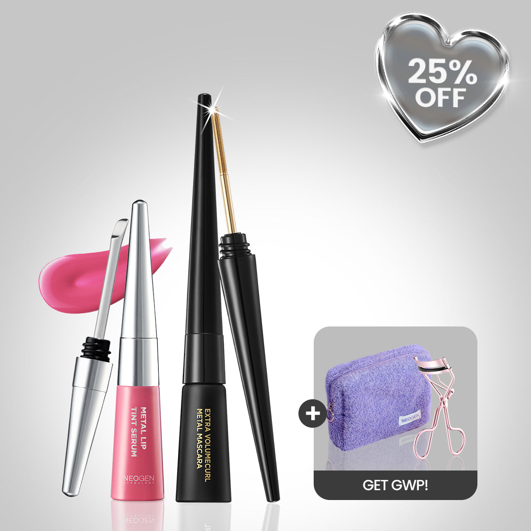 Metal Glow Lip (Mellow Berry + Metal Mascara (Black) 25% OFF + FREE Lash Curler & Neogen Purple Pouch