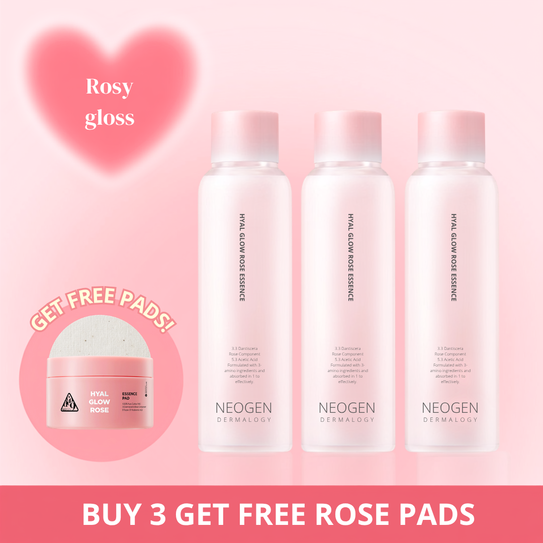 Hyal Glow Rose Essence 1+1+1 and get free gifts