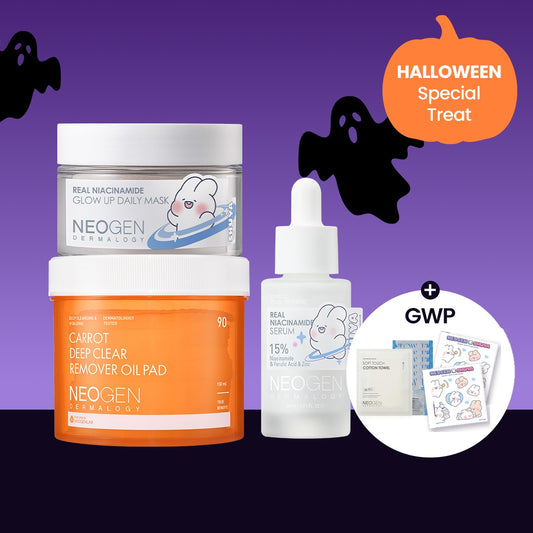 [HALLOWEEN SPECIAL] Niacinamide serum + niacinamide pads (shuya toya limited edition) + Carrot pads with FREE stickers and travel size serums