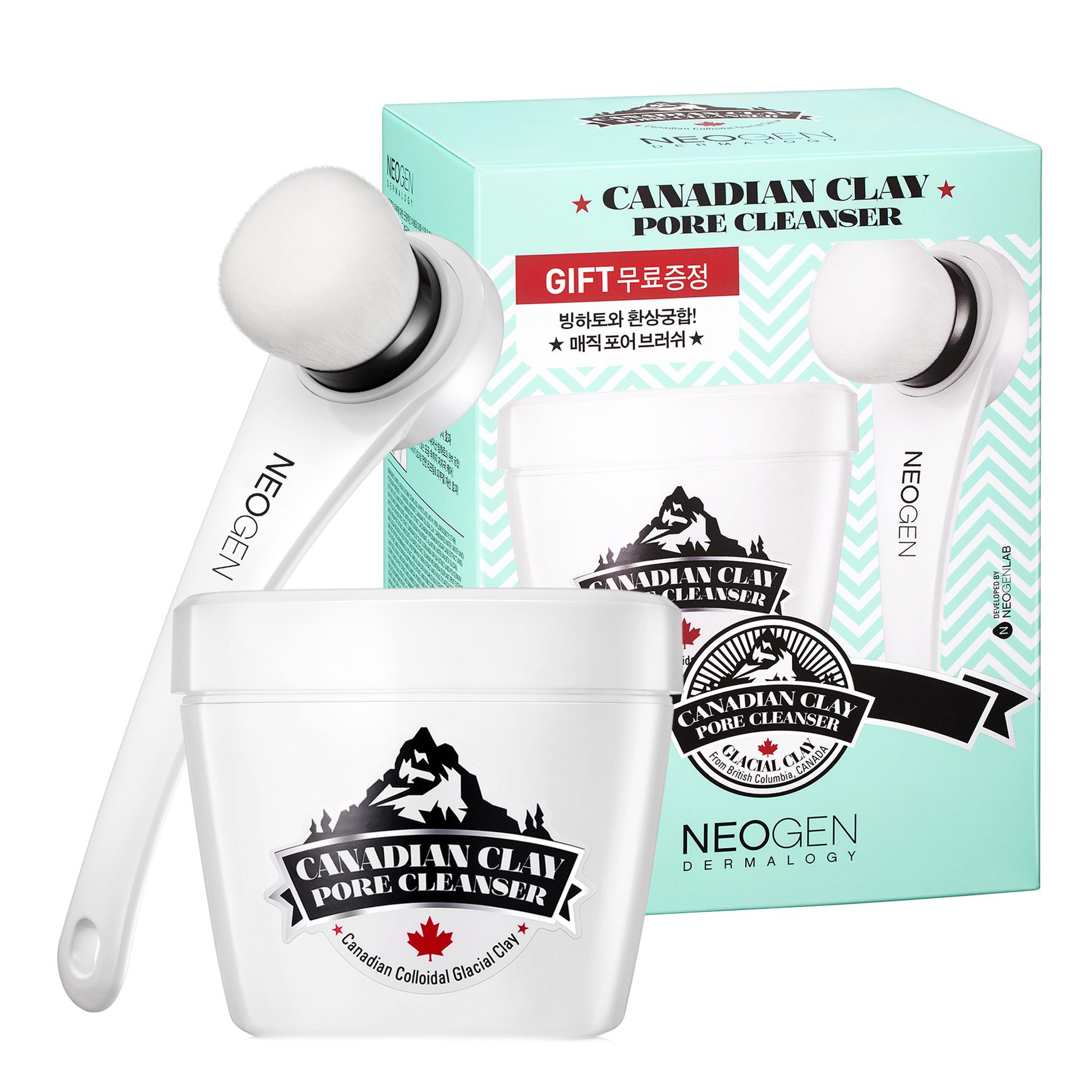NEOGEN DERMALOGY Canadian Clay Pore Cleanser Kit (Pore Cleanser 4.2 oz / 120g + 1 Brush) - NEOGEN GLOBAL