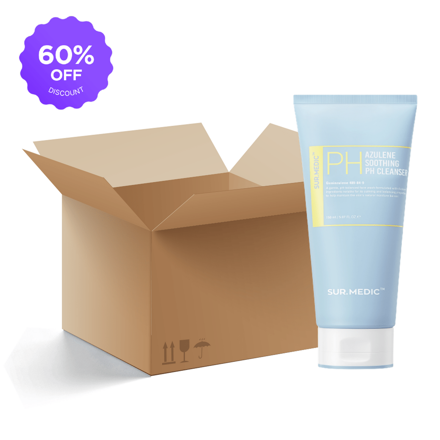 [1BOX / 50ea] SUR.MEDIC+ AZULENE SOOTHING PH CLEANSER 5.07 oz / 150ml